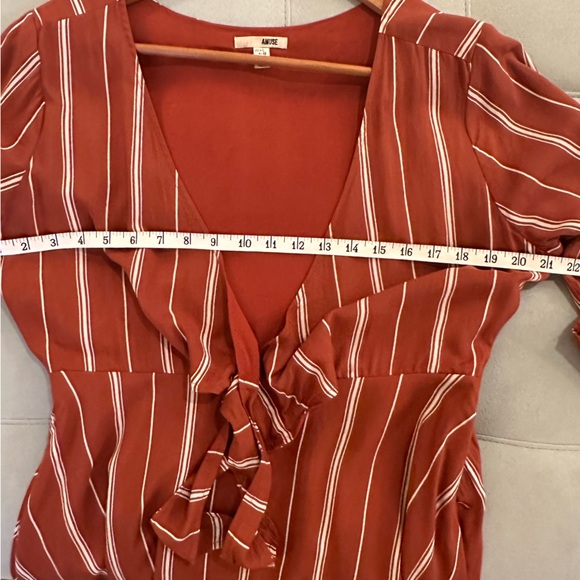 Amuse Society Let's Knot Rust Red Striped Dress Size Large - Picture 11 of 14